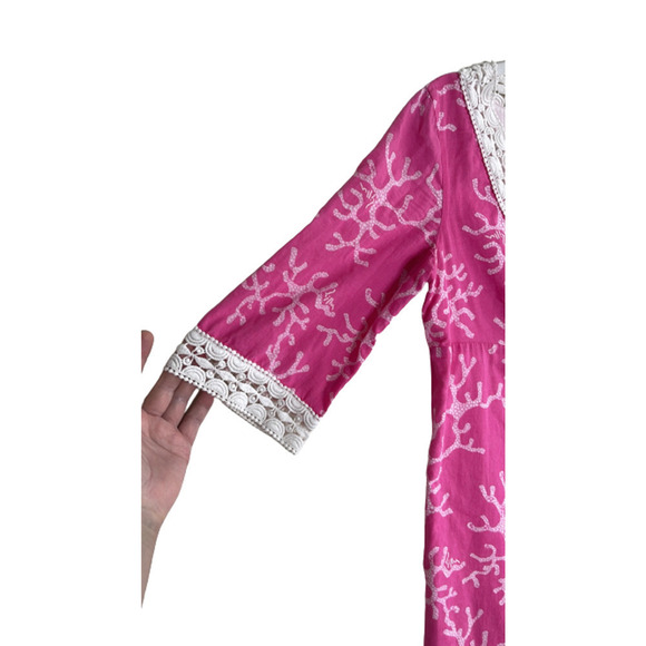 LILLY PULITZER SHERMAN CORAL PRINT ME CRAZY PINK AND WHITE LACE DRESS SIZE S - Picture 3 of 9